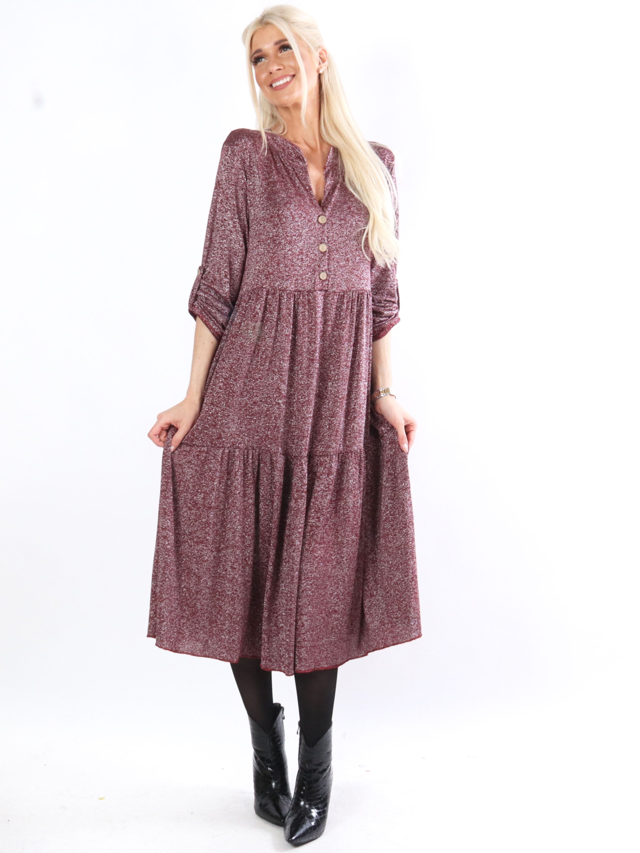 Demi - Lang kjole med glimmertråde